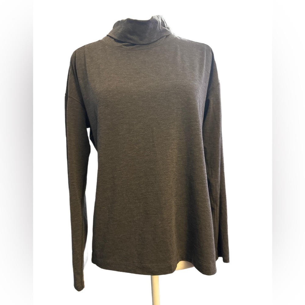 Lululemon Long Sleeve Slit Back Turtleneck Top Charcoal Gray 8